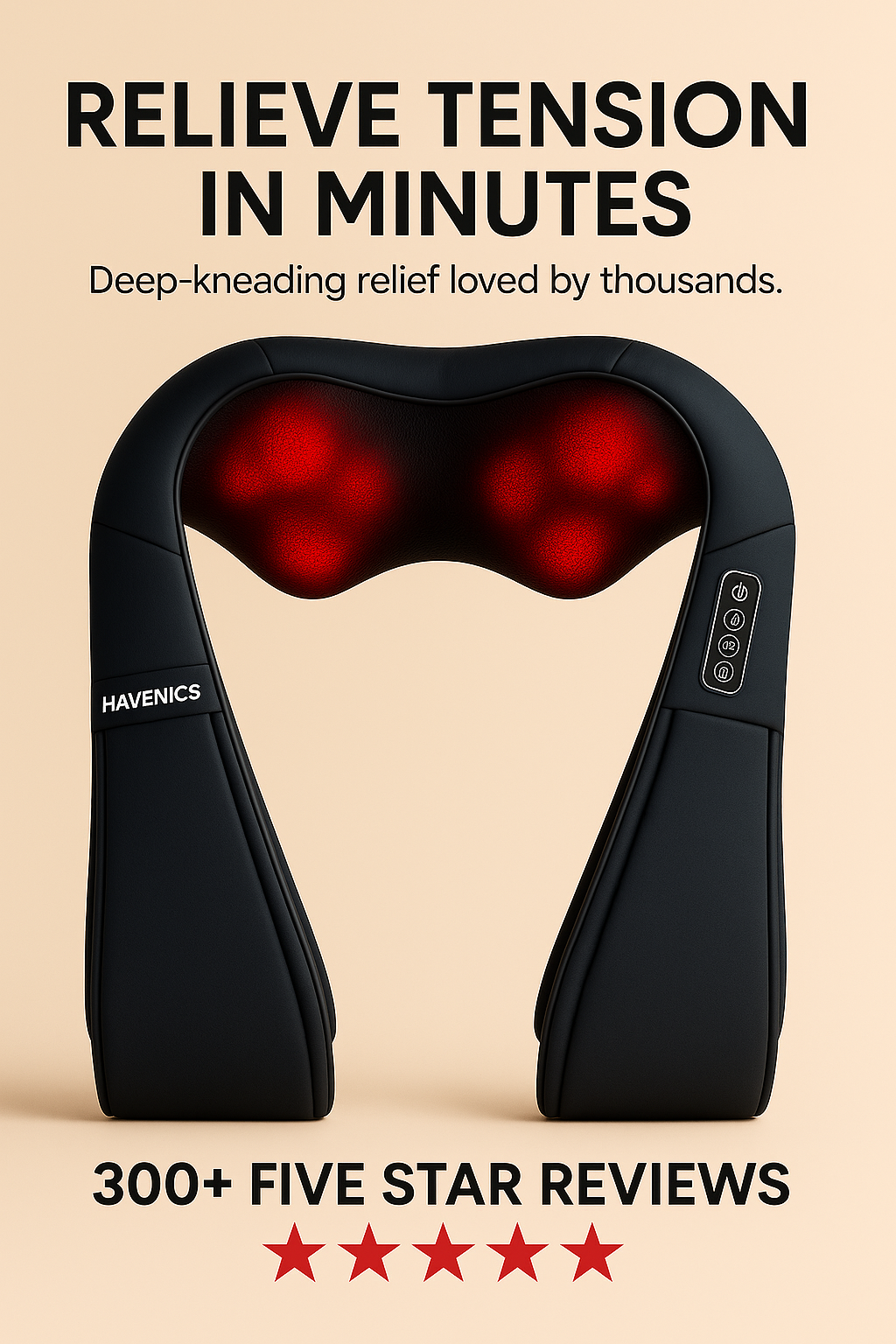 Havenics™ Quad Relief Shiatsu Neck and Shoulder Massager With Heat